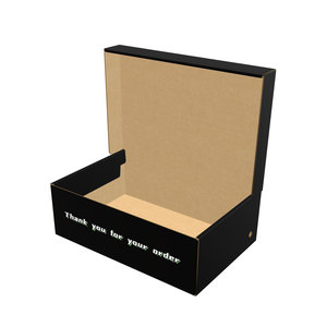 Boîtes d'emballage ondulées noires écologiques Boîtes à chaussures à couvercle rabattable personnalisées avec logo pour bottes - Product Image 4