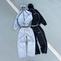 Ensemble de survêtement personnalisé, veste coupe-vent et pantalon de survêtement en nylon, ensemble 2 pièces, survêtement de jogging, bande réfléchissante 3M, survêtement coupe-vent