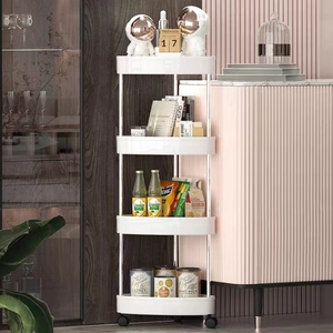 Étagère de rangement pour épices et légumes à 4 niveaux avec roulettes Supports de rangement amovibles en plastique pour toilettes - Product Image 1