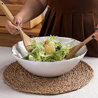 Ensemble de vaisselle en mélamine jetable durable et écologique personnalisable plat de bol de mélange de salade de motif solide rustique blanc
