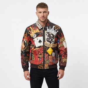 Vestes pour hommes OEM, design original, broderies, rivets en strass, veste bomber en cuir de porc, entièrement personnalisable, fabricant - Product Image 1