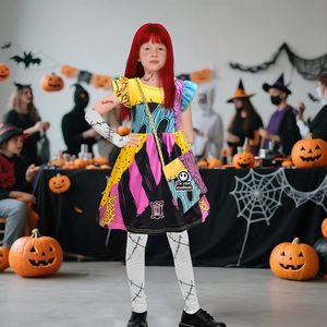 YUIQPKJX Costume Sally pour enfants filles, robe Nightmare Before Christmas avec perruque et accessoires, tenue de cosplay d'halloween 8-13 - Product Image 6