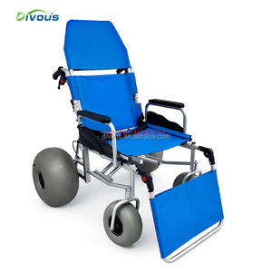 Fauteuil roulant de plage léger en acier Divous Health Care, grandes roues tout-terrain, fauteuil roulant manuel pour adultes, certifié CE, frein en U - Product Image 3
