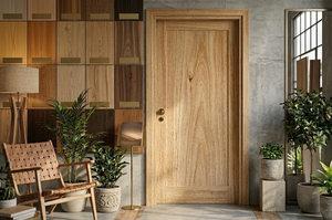 Puerta Ligera de Madera Sengon, Panel Sólido, Duradero, Grano Natural, Interior y Exterior, Diseño Personalizado, Fabricante OEM - Product Image 4