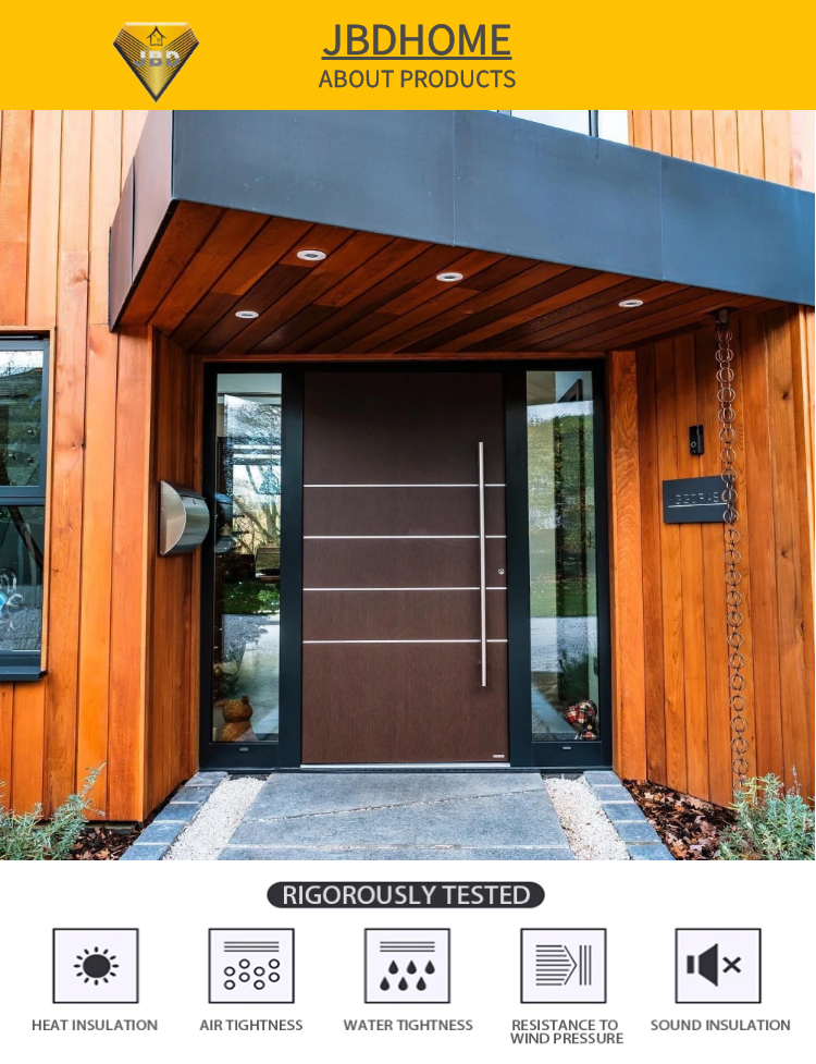 Modern design wooden anti-theft door villa multi lock point front safety steel door exterior security door