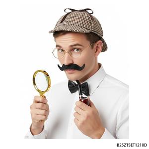 PESENAR これはヴィンテージの探偵用6点セットです。帽子、眼鏡、ひげ、ネクタイ、拡大鏡、パイプが含まれています。 - Product Image 1