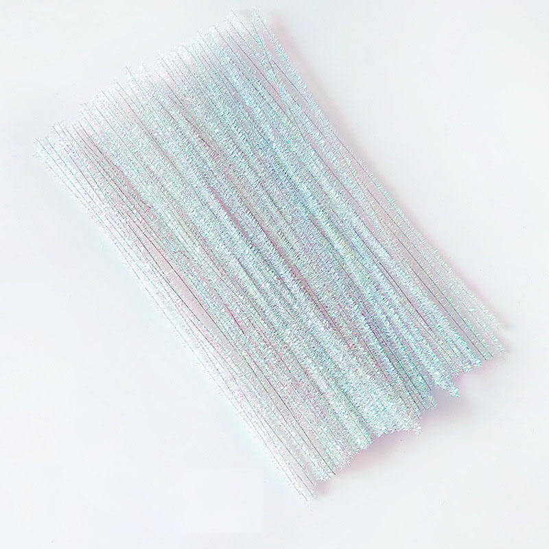 Wholesale 6mm*30cm 100pcs/bag Colorful Glitter Fuzzy Wire Chenille Stem DIY  Flower Available