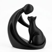 3D-Gedruckte Abstrakte Menschen- und Katzen-Skulptur - Minimalistische Moderne Haustierliebhaber-Statue - Kreative Heim- und Büro-Schreibtisch-Dekoration Kunstgeschenk