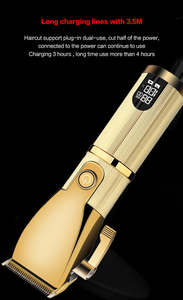Coupe-cheveux professionnel en métal <span class=keywords><strong>Tondeuse</strong></span> à cheveux LCD <span class=keywords><strong>sans</strong></span> <span class=keywords><strong>fil</strong></span> <span class=keywords><strong>Tondeuse</strong></span> à cheveux <span class=keywords><strong>Tondeuse</strong></span> Rechargeable Or Usine Date Argent - Product Image 3