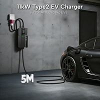 Nouvelle borne de recharge portable GUWIEYG 11kW pour véhicules électriques, Type 2, 16A, avec câble de 5m, prise Schuko, fonction de temporisation, recharge à domicile