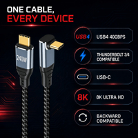 Cable USB 4 USB-C de 40 Gbps y 240 W PD 8K/60 Hz, Trenzado de Aleación de Aluminio, Compatible con Thunderbolt 3/4 para Laptop, Monitor y VR