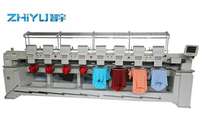 ZHIYU Nouvelle Machine à Broder Automatique Informatisée Dahao A18 à 8 Têtes et 12 Aiguilles, Moteur 1000 tr/min, pour Casquettes/T-shirts, Broderie 400x450mm