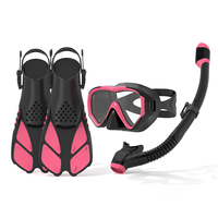 Ensemble de plongée 3 pièces : Masque anti-buée en verre trempé (Silicone+PVC+PC+PP), Palmes de natation et Tube respiratoire sec pour plongée libre et snorkeling