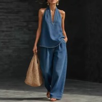 Ensemble Femme Gilet en Jean Rétro Col V et Jean Large Taille Haute Nouvelle Collection Automne 2026 Vente en Gros pour Boutiques