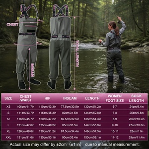 Waders respirants pour femmes GOTURE, tissu 5 couches, renforcés en Kevlar, imperméables, avec bretelles réglables - Product Image 2