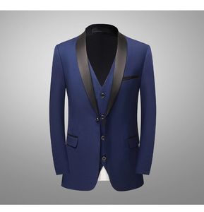 Costume d'affaires pour homme à col mandarin, simple boutonnage, orné de perles, en tissu TR, confortable, respirant, tenue formelle - Product Image 1