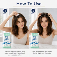 Lingettes de shampoing sec à la niacinamide, au zinc PCA et à l'extrait de thé vert - Volume instantané, contrôle du sébum, défense contre les odeurs, séchage rapide, sans résidus blancs