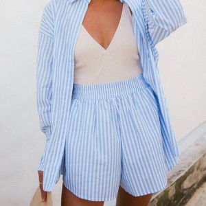 <span class=keywords><strong>Pantaloncini</strong></span> Estivi da Donna Personalizzabili con LOGO, Traspiranti per Palestra e Corsa, Vita Alta con Elastico, Casual a Righe - Product Image 5