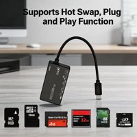 Lector de Tarjetas Multifunción OTG Compatible con Tarjetas de Memoria MS, XD/SD/CF/TF/M2, para Teléfonos y Computadoras