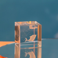 Cube thérapeutique créatif en verre de quartz transparent gravé en 3D pour bureau, ornement de bureau, cadeau créatif