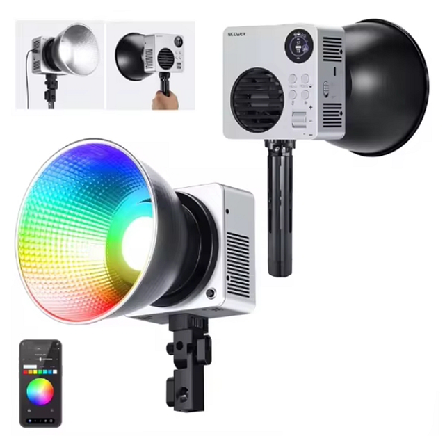 Neewer Hb80c 80w Rgbww Mini Cob Continuous Led Video Light With Built-in 72wh Battery 100w Pd Fast Charging