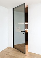 YDNCN Porte coulissante moderne en verre trempé sans cadre avec miroir pour armoire, placard et portes de salle de bain