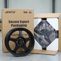 Jantes Flow Forming 16x7J 4x100 Noir Satiné 5 Branches pour Honda Civic Fit Jazz Mazda MX5 Miata Prêtes à l'Expédition