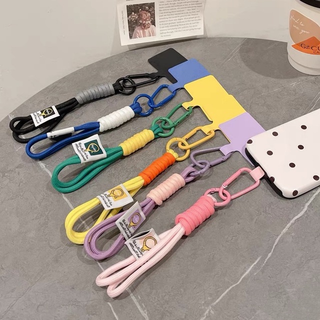 Braided Rope Mobile Phone Straps Wrist Strap Phone Lanyard Strap Set with Tether Tab Patch Cell Phone Straps Charm Holder Chain