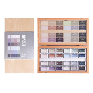 Set di Colori ad Acquerello Professionale Fontainebleau, 24 Colori Semi-Solidi in Scatola di Legno - Product Image 1