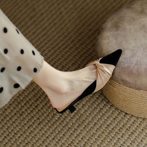 Mules à talon chaton pour femme 2026, bout fermé, confortables, talon fin, chaussures décontractées, style français, avec nœud décoratif, pantoufles à bout pointu - Product Image 3