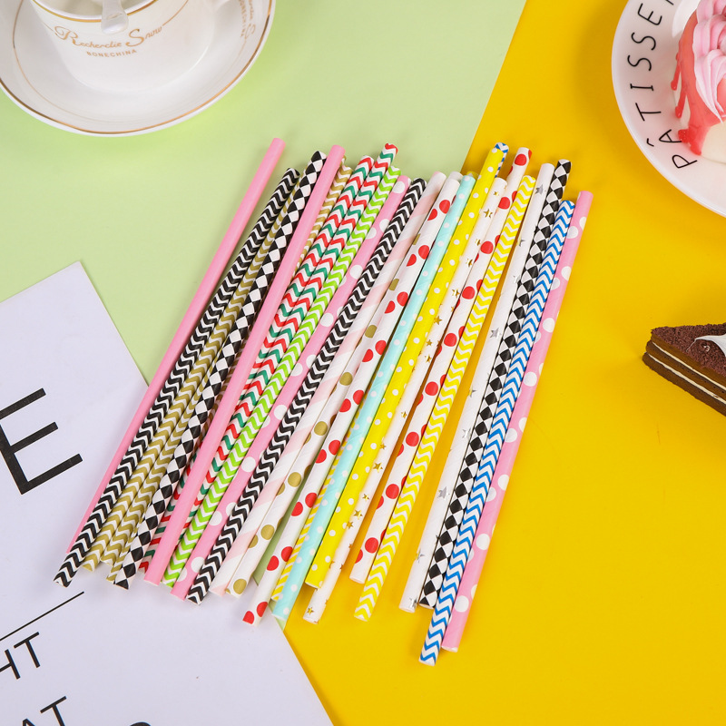 Manufacturers Spot Striped Creative Colored Disposable Biodegradable Paper Straws