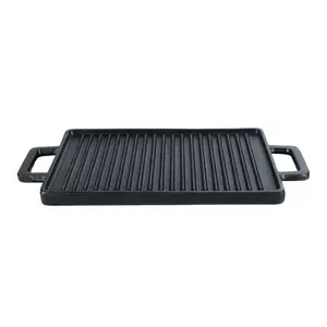 Outdoor cast iron reversible bbq mini grill plate