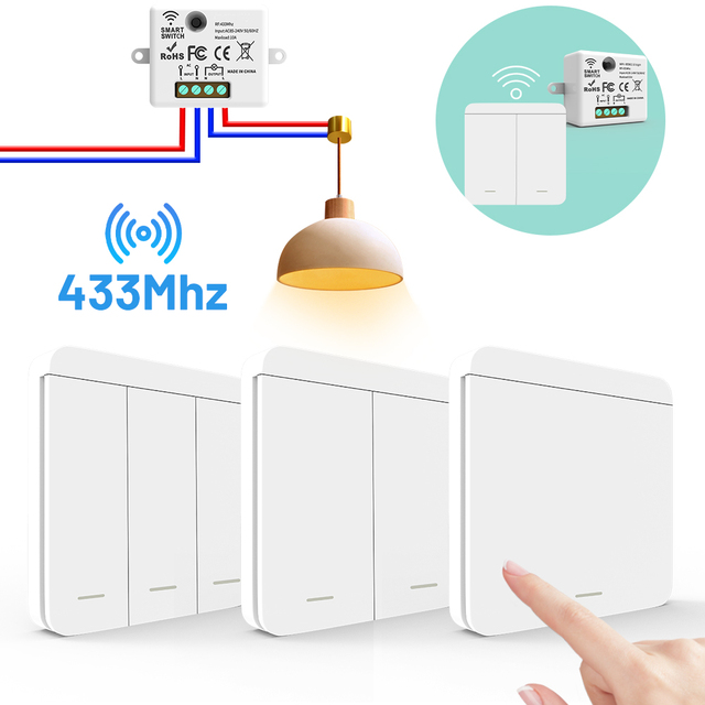 RF 433Mhz Wireless Smart Wall Switch 1/2/3 Gang Remote Control Interruptor Light Switch
