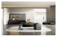Bureau de direction intégré futuriste, bureau intelligent pour PDG avec système de rangement intégré