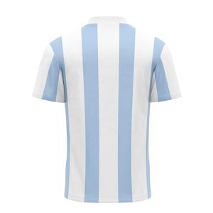 Maillot de football rétro à rayures bleues et blanches à col en V, maillot de football surdimensionné pour hommes, maillot de football de haute qualité - Product Image 2