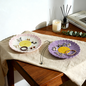 Wholesale Most Popular Flower Decorative <b>Ring</b> Dish Jewlery Tray Ceramic <b>Plate</b> Decor Trinket Dish with Custom logo for Home Decor - Product Image 4