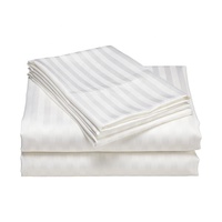 3 Cm Stripe Hotel Linen Blanc 100% Coton Drap de lit personnalisé Hotel Sheet Set Taie d'oreiller pour chambre à coucher Fournitures