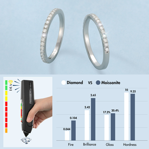 Anillo Apilable de Plata de Ley 925 Chapado en Oro Blanco con Diamante Simulado Moissanite VVS, Joyería, Regalo, Anillos de Boda para Mujer - Product Image 3