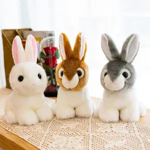 Simulation Cute Plushies Bunny Soft Toys Lifelike Grey Brown White Plush Bunny Rabbit Stuffed Animals