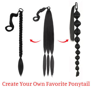 Meistgesuchte 32 Zoll Lange 130g Glatte Synthetische Haarverlängerung Jumbo Wrap-Around Pferdeschwanz-Extension für Frauen - Product Image 4