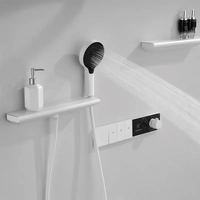Robinet de salle de bain intelligent 2026 avec thermostat numérique et étagère, température constante, pommeau de douche circulaire blanc, système de douche