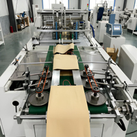 Machine entièrement automatique à grande vitesse pour la fabrication de sacs en papier à alimentation par feuilles, avec poignée plate torsadée et collage de carton au fond
