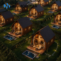 Casa Modular Prefabricada en Forma de A con Revestimiento de Aluminio para Glamping Resort, Llave en Mano, Completamente Amueblada