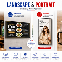 Señalización Digital Interior, Monitor Horizontal, Pantalla LCD Vertical, Pantalla Publicitaria de Pared para Restaurantes y Centros Comerciales con Software CMS