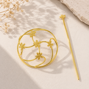 Jaula para Moño Floral - Pinza y Pasador Minimalista con Flores - Accesorio para el Cabello de Boda - Regalo para Ella - Product Image 6