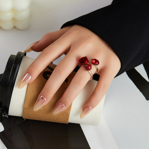 Ankora Red Geometric Open Ring <b>Adjustable</b> Crystal <b>Square</b> Index Finger Ring Party Jewelry - Product Image 2