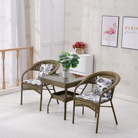 Ensemble de table et trois chaises de jardin en fer forgé moderne avec table basse intégrée pour balcon et terrasse extérieure - Vente directe usine