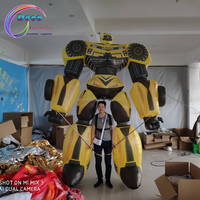 Décoration de parade, marionnette gonflable jaune à pied, costume de robot transformable en voiture