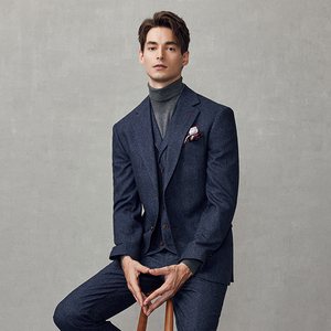 Costume italien pour homme en laine grise de qualité supérieure, 2 pièces, coupe ajustée, pour mariage et affaires, collection printemps - Product Image 4