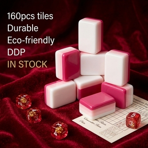 HIMORE – Jeu de <span class=keywords><strong>Mahjong</strong></span> américain de luxe personnalisable de 160 tuiles en acrylique rose, avec 4 couches de gravure, collection Glitterville - Product Image 2